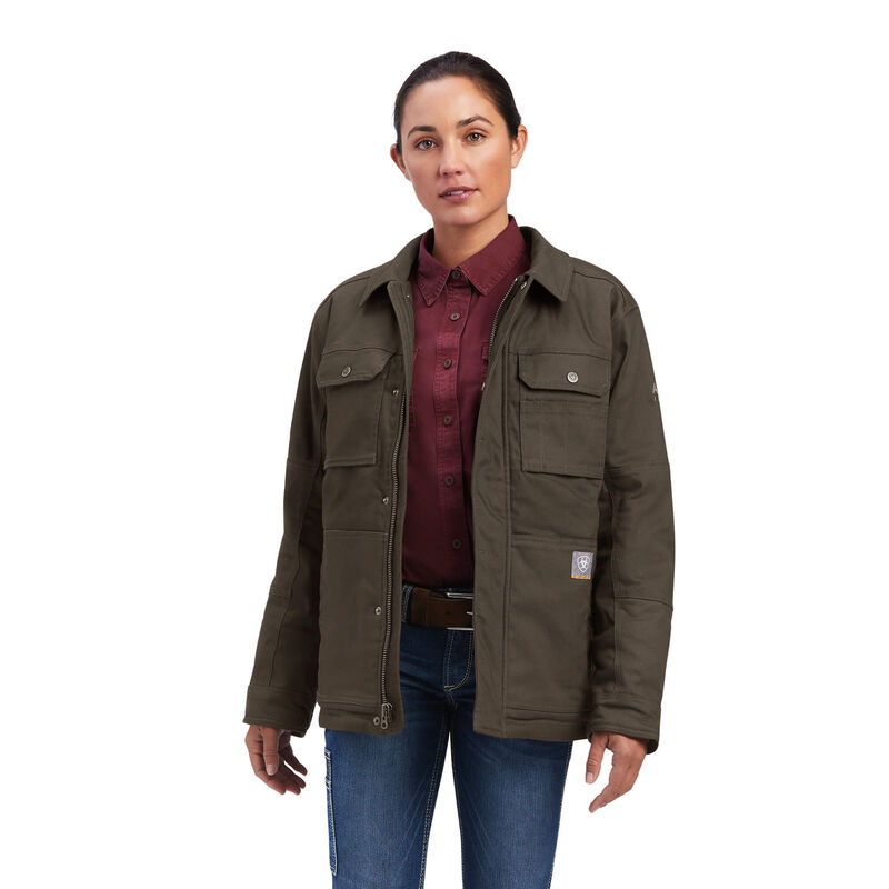 Chaqueta Ariat Rebar Duracanvas Sherpa-Lined Marrones Oscuro Mujer - Chile 972-KVNDAO